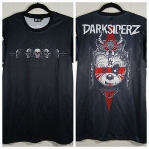 Scummy Bears Shirt Darksiderz Graphic Tee Men's‎ XS Black Gothic Skulls AOP SS